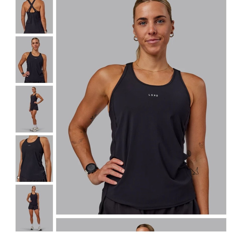 LSKD Rush Performance Tank Black WTNK01575-Black-L Womens Large NWT